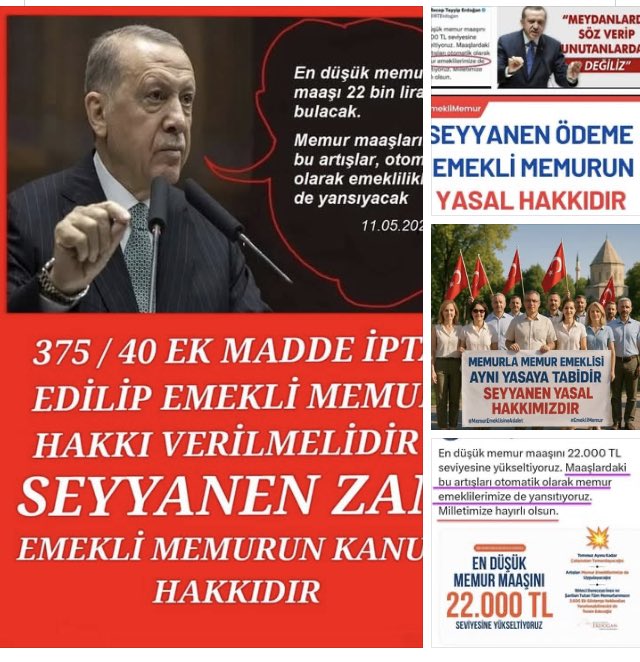 👍375/40 KHK ile #EmekliMemur 'a yapılan zulüm son bulsun
👍Emekli Memur sizden hiç bir şey talep etmiyor Kanuni Hakkını İstiyor
👍Memura verilen Seyyanen Emekli Memurun Kanuni Hakkıdır
👍Emekli Memura verilen söz tutulmalı Kanuni hakkı Seyyanen verilmelidir 
<a href="/Akparti/">AK Parti</a> <a href="/MHP_Bilgi/">MHP</a>