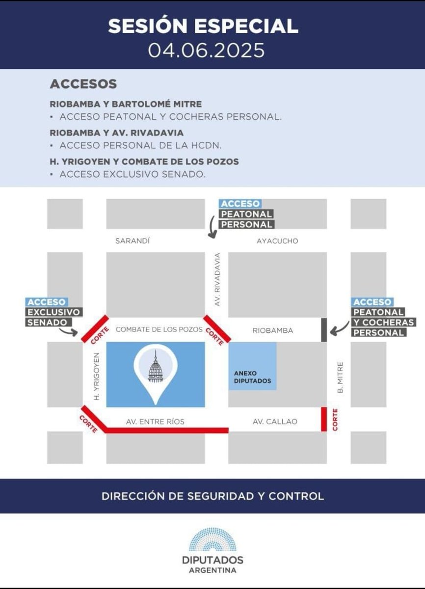 Así estarán hoy los accesos al Congreso hoy