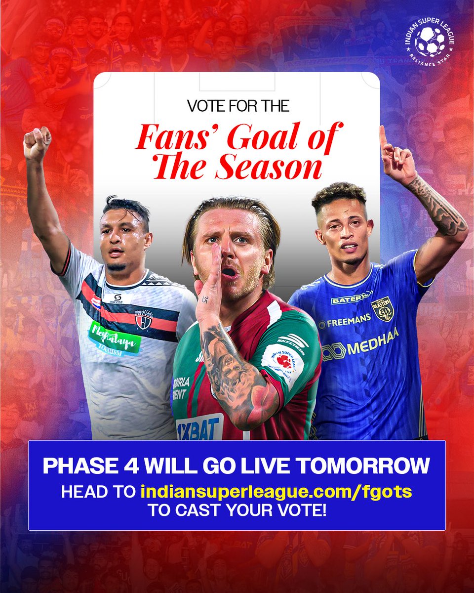 It all comes down to this! 🔥

The Fantastic Four of #FGOTS! 👏

The FGOTS Phase 4 voting will go live tomorrow at 12 PM! 🔥

#ISL #LetsFootball | <a href="/Jasoncummings35/">Jason Cummings</a>