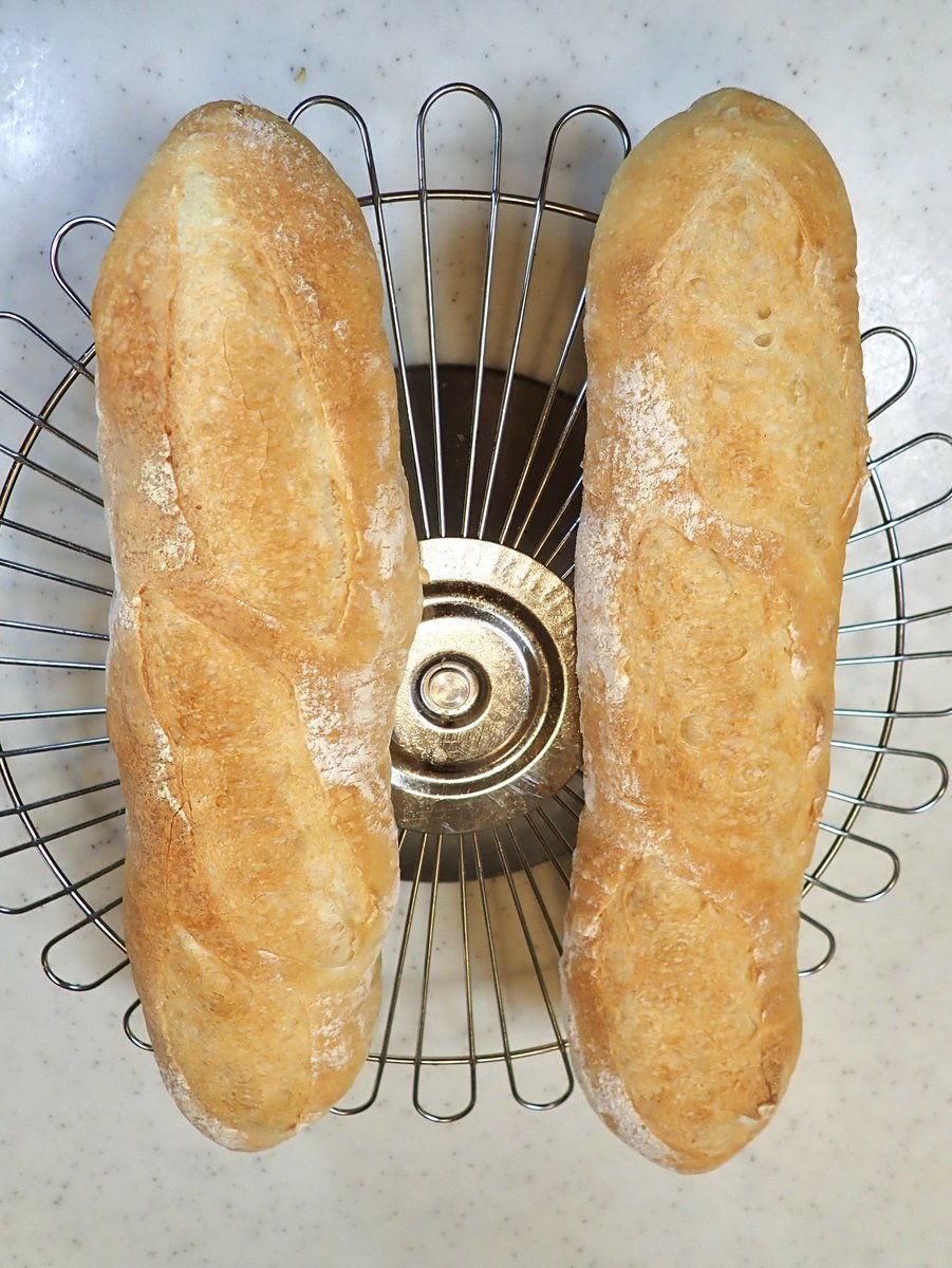 monkey_seven's tweet image. バケット（バタール）焼き🥖再び
良くなってきた。が、クラムが今ひとつ・・・。
次は、ベンチタイムと二次発酵の時間を少し長めにする。そしてクープの角度は浅く！

#パン作り好きな人と繋がりたい
#バケット　#手捏ねパン