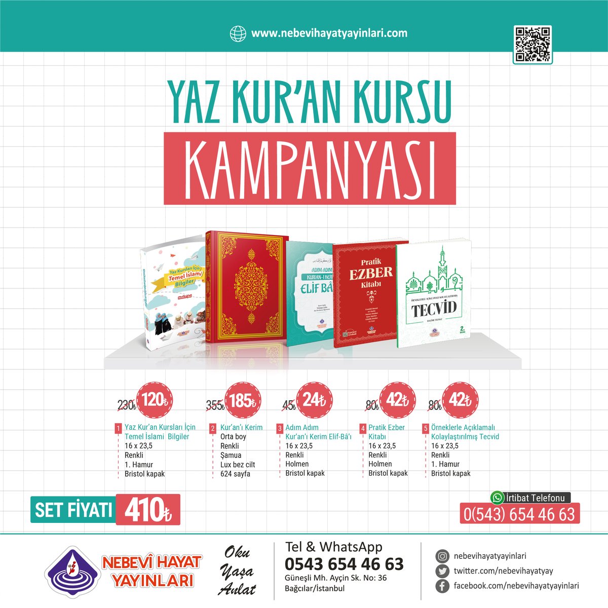 NebeviHayatYay's tweet photo. Yaz Kur’an kursları için  hazırladığımız  kampanya ;Hem öğrenmeyi kolaylaştıran hem de eğitimi pekiştiren bu set, yaz döneminde öğrenciler için vazgeçilmez bir kaynak olacak.https://t.co/rZVQBmP35l adresinden veya 05436544663 numaralı Whatsapp hattından sipariş oluşturabilirsiniz https://t.co/yMVNHwvZIv