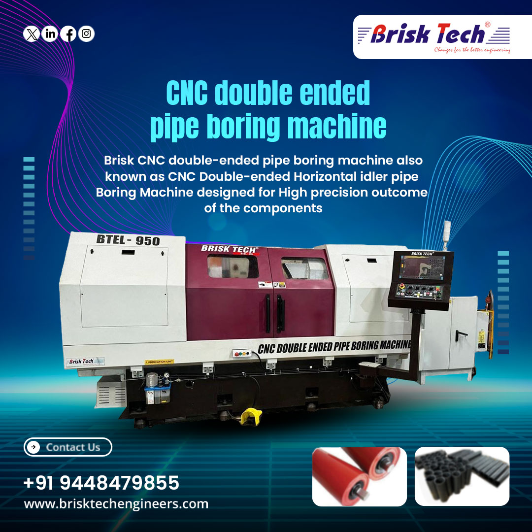 brisktechindia's tweet image. Brisk CNC double-ended pipe boring machine also known as CNC Double-ended Horizontal idler pipe Boring Machine designed for High precision outcome of the components.

📞 Call: 094484 79855 / 7892743816
🌍 brisktechengineers.com

#cncmachine #pipeboringmachine #manufacturer