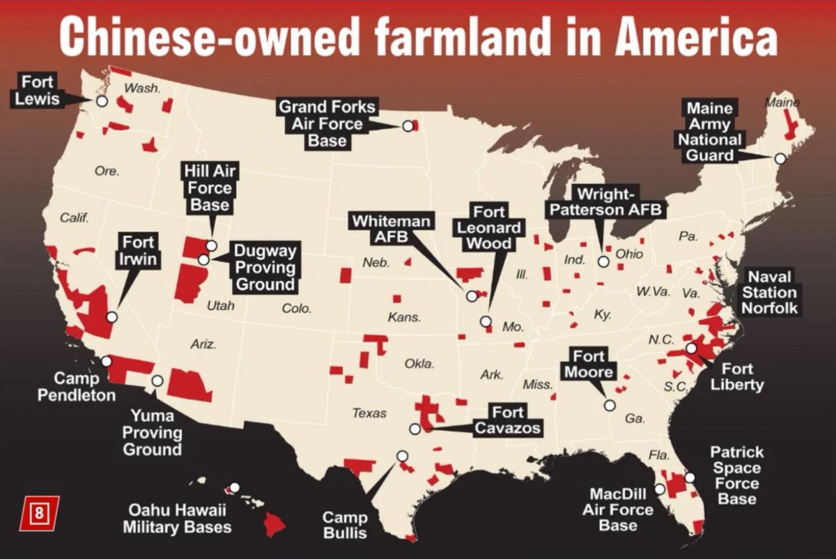<a href="/FBIDirectorKash/">FBI Director Kash Patel</a> Meanwhile, the U.S. has allowed the CCP to buy up thousands and thousands of acres of U.S. farmland. Seems HIGHLY incompatible with national security. And not just regarding our food supply.