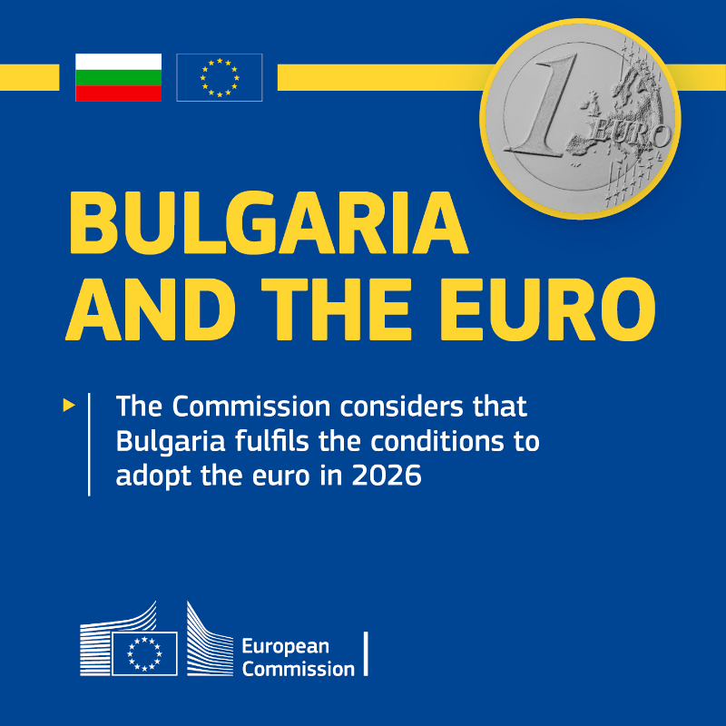 ecfin's tweet photo. Bulgaria 🇧🇬 has made a huge step towards the adoption of the euro 💶 on 1 January 2026. The @EU_Commission has published a convergence report and assessed that it meets all the criteria to adopt the euro.

🔎Read more ⬇️⬇️⬇️
