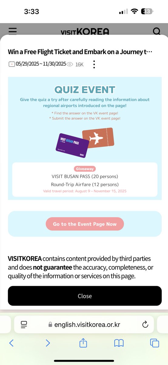 jinyoungluvu's tweet photo. ✈️ Fly Beyond Seoul!
Discover hidden gems of Korea with regional airports 🌸
🎉 Take a quick quiz &amp; win a round-trip flight! https://t.co/eIYLFWk0VQ