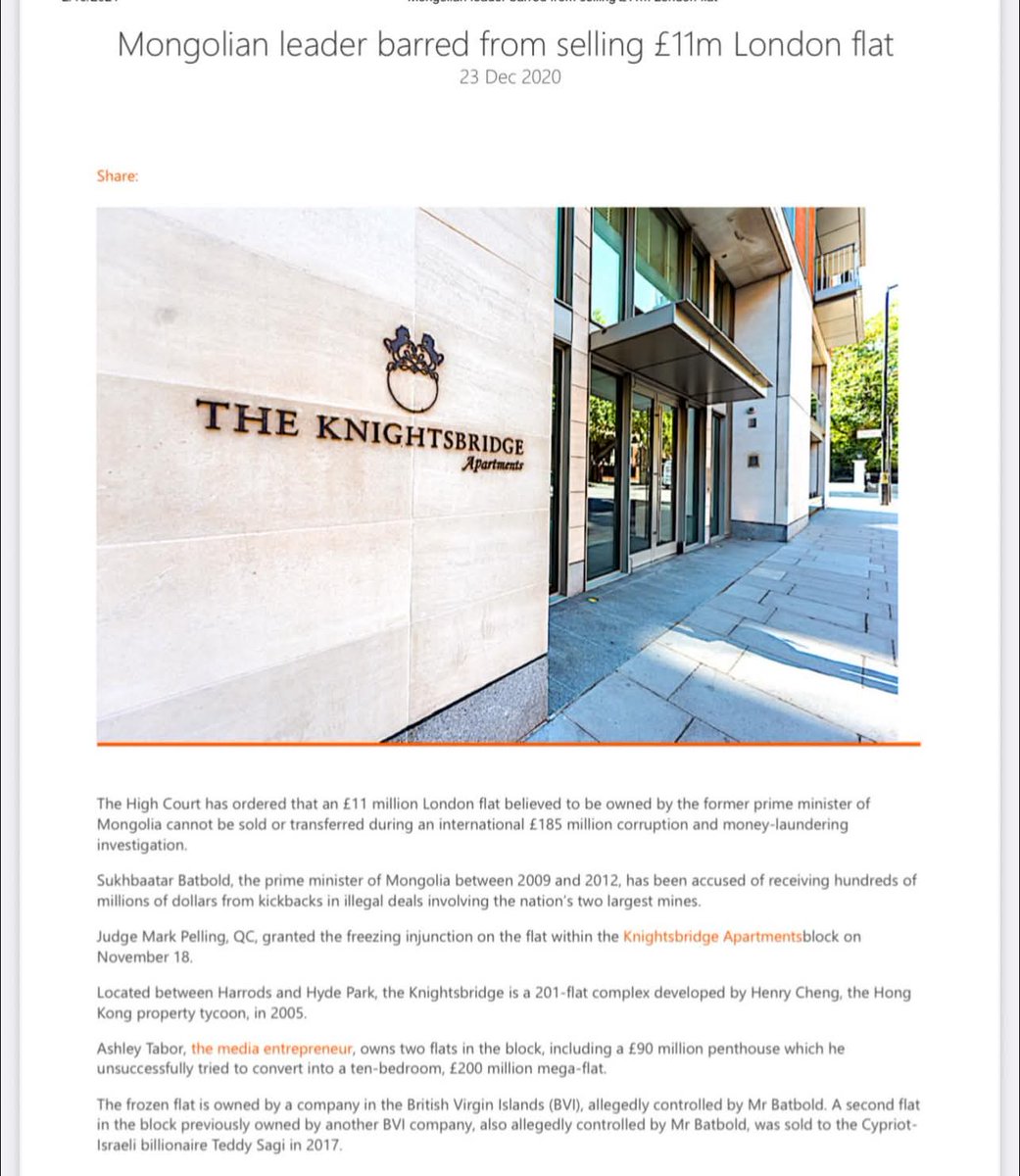 Сү Батболдын Лондонд авсан 11 сая фунтын үнэ бүхий 2 хаусыг уул уурхайн гэрээний хууль бус авилгаар авсан байж болзошгүй үндэслэлээр царцаасан гэнэ. Алтангэрэлийн хууль нэн шаардлагатай байсан даа
