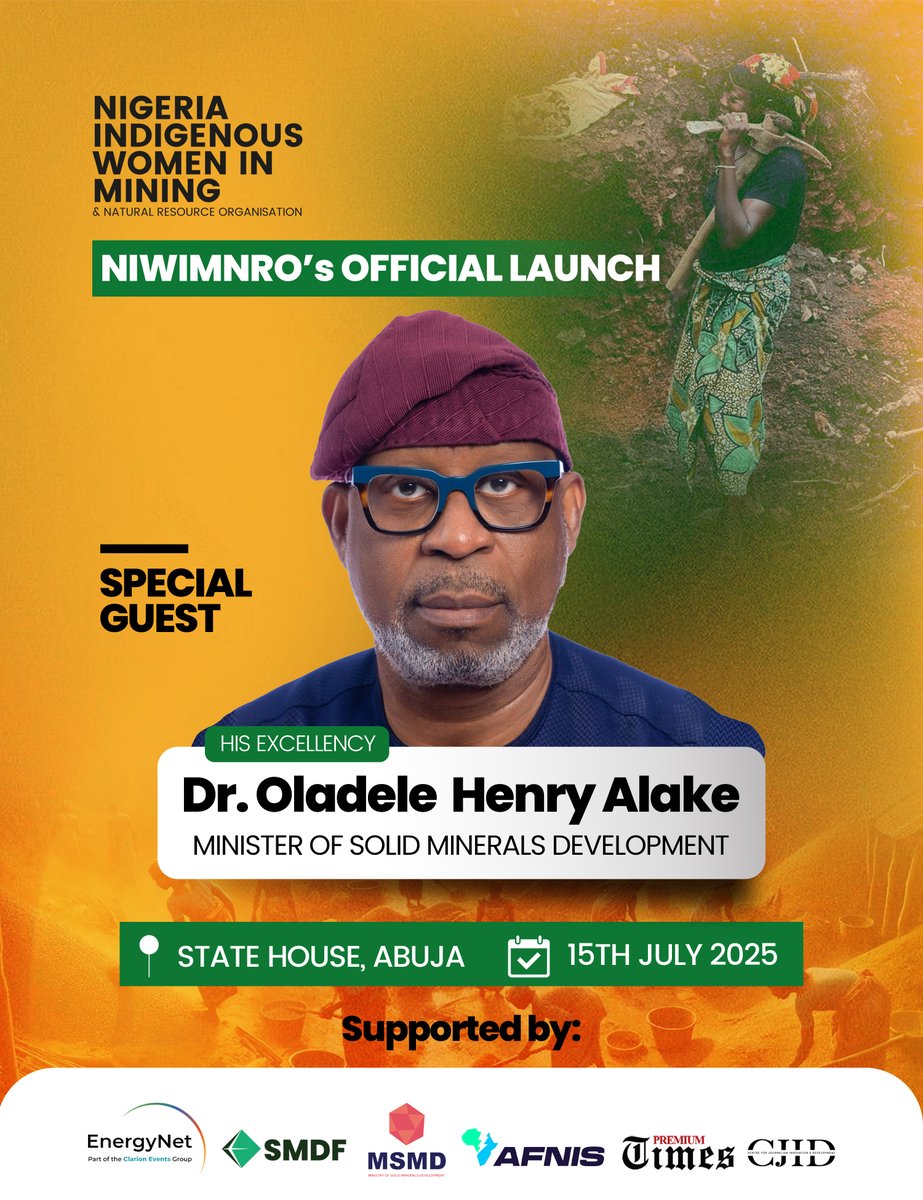 We’re thrilled to announce our first guest speaker who will be attending our Official Launch!

Dr. Oladele Henry Alake, the Hon. Minister of Solid Minerals Development, will be joining us as a keynote speaker on July 15, 2025.