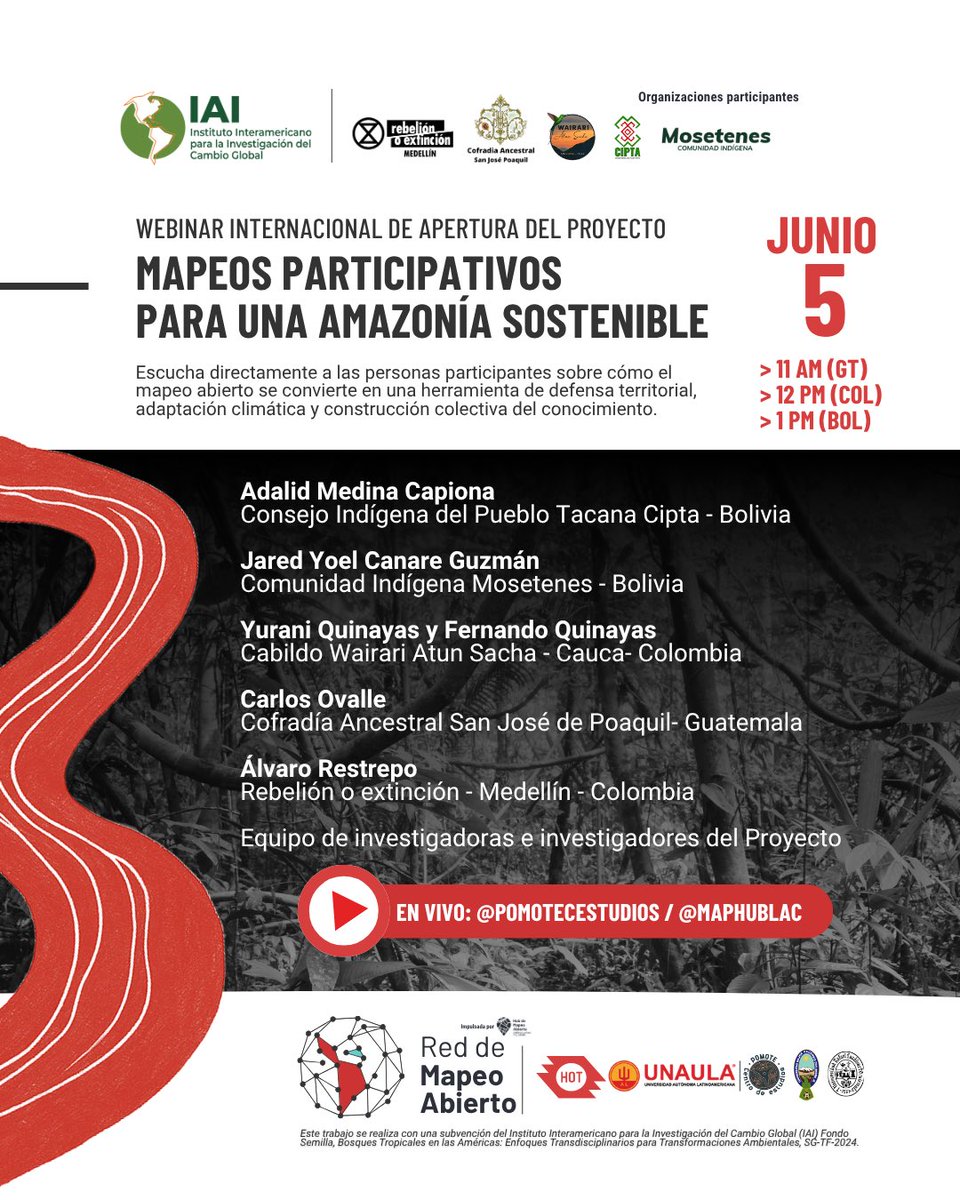 Leonardo Jimenez Garcia (@dleojimenez) on Twitter photo Este 5 de junio, Día Mundial del Medio Ambiente, tendremos el Webinar internacional con voces y experiencias de los pueblos indígenas que comparten saberes situados e iniciativas comunitarias por la preservación de la biodiversidad
🔴 Transmisión en vivo: youtube.com/@pomotecestudi… Este 5 de junio, Día Mundial del Medio Ambiente, tendremos el Webinar internacional con voces y experiencias de los pueblos indígenas que comparten saberes situados e iniciativas comunitarias por la preservación de la biodiversidad
🔴 Transmisión en vivo: youtube.com/@pomotecestudi…