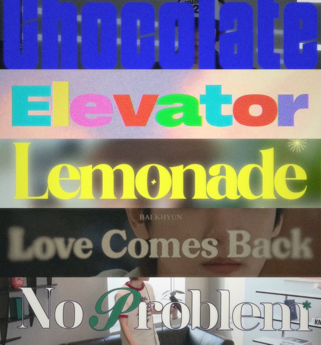 baekhyun — live sessions 🎬🎤

✅ chocolate 🍫
✅ elevator 🛗
✅ lemonade 🍋
✅ love comes back 🤎
✅ no problem 🩶

🔜 black dreams
🔜 late night calls