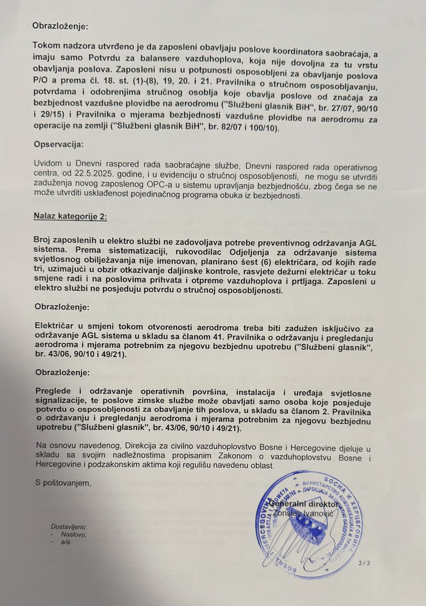 DarioSandic's tweet photo. Izvjestaj BHDCA o aerodromu Mahovljani. Srecno vam :(
#jasamgovna https://t.co/Mb1FnL6f53