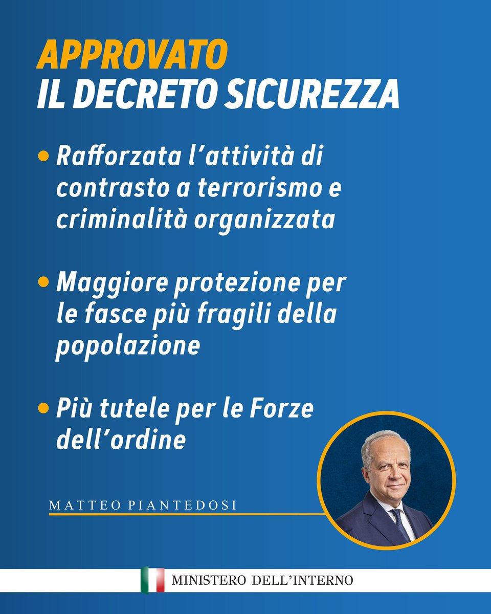Il decreto sicurezza è legge. 

Un provvedimento strategico, fortemente voluto da questo Governo, che introduce nuovi ed efficaci strumenti per rafforzare il contrasto a criminalità e terrorismo, garantire una maggiore protezione dei cittadini, in particolare dei più fragili, e