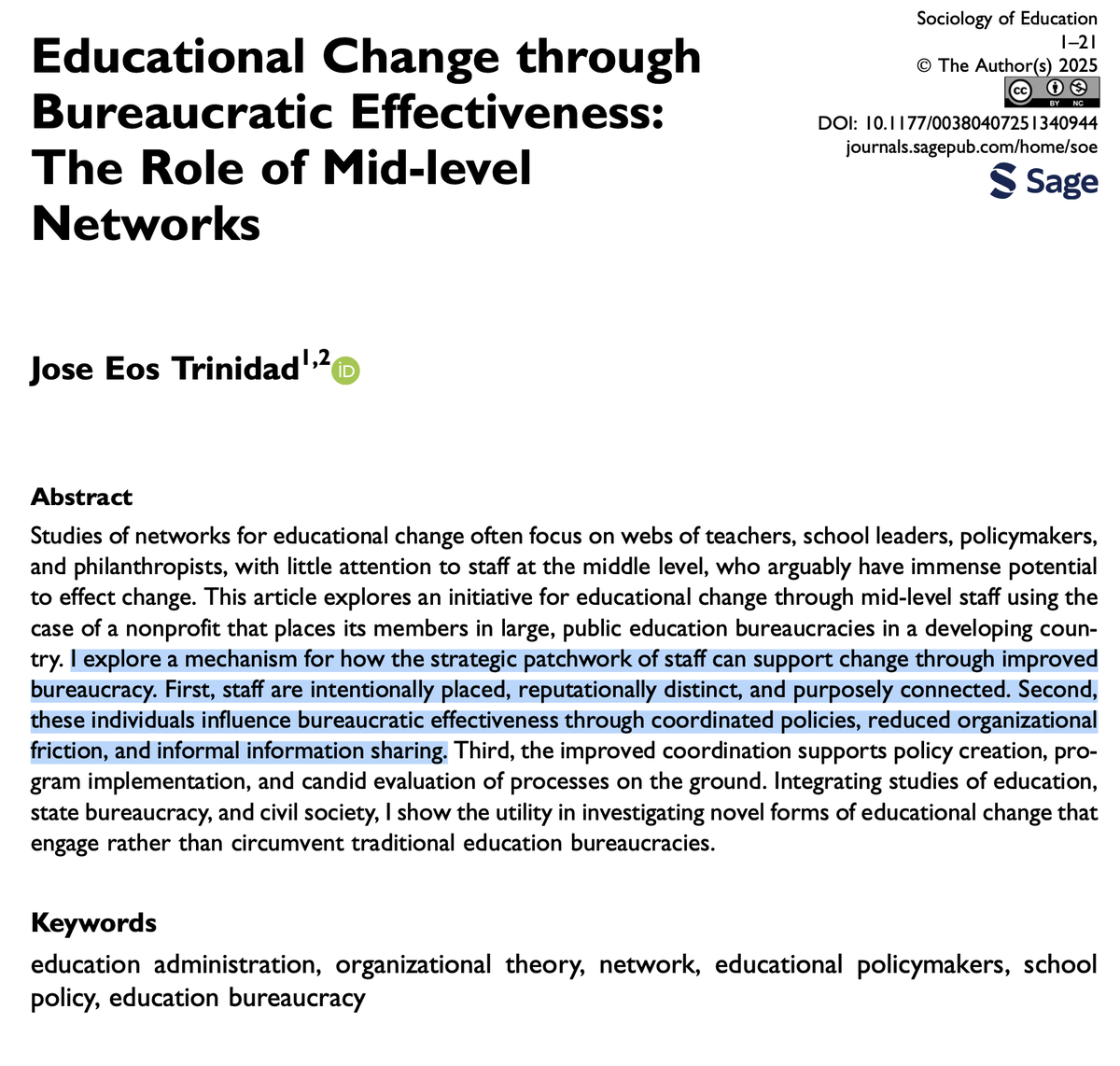 (41) We usually bemoan large bureaucracies. But what if they were more "effective"?  

My new paper with Sociology of Education investigates the largest bureaucracy in the Philippines, with almost a million employees! Read it at bit.ly/JET_041