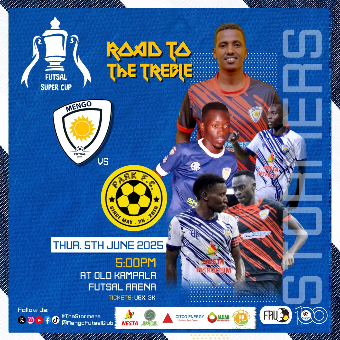 Mengo Futsal Club - #TheStormers (@mengofutsalclub) on Twitter photo LET'S BRING THE THIRD HOME 🏆
Yee STORMERS, lets flood the arena and show the world what true passion looks like. Your voices, your energy, your presence: we need it ALL. 💥
We're #TheStormers
#betPawaXFutsal #TheStormers #NestaPetrol
<a href="/ShirePetroleum/">Shire Petroleum</a> #CitcoEnergy <a href="/AlbanEnergies/">ALBAN ENERGIES</a> LET'S BRING THE THIRD HOME 🏆
Yee STORMERS, lets flood the arena and show the world what true passion looks like. Your voices, your energy, your presence: we need it ALL. 💥
We're #TheStormers
#betPawaXFutsal #TheStormers #NestaPetrol
<a href="/ShirePetroleum/">Shire Petroleum</a> #CitcoEnergy <a href="/AlbanEnergies/">ALBAN ENERGIES</a>