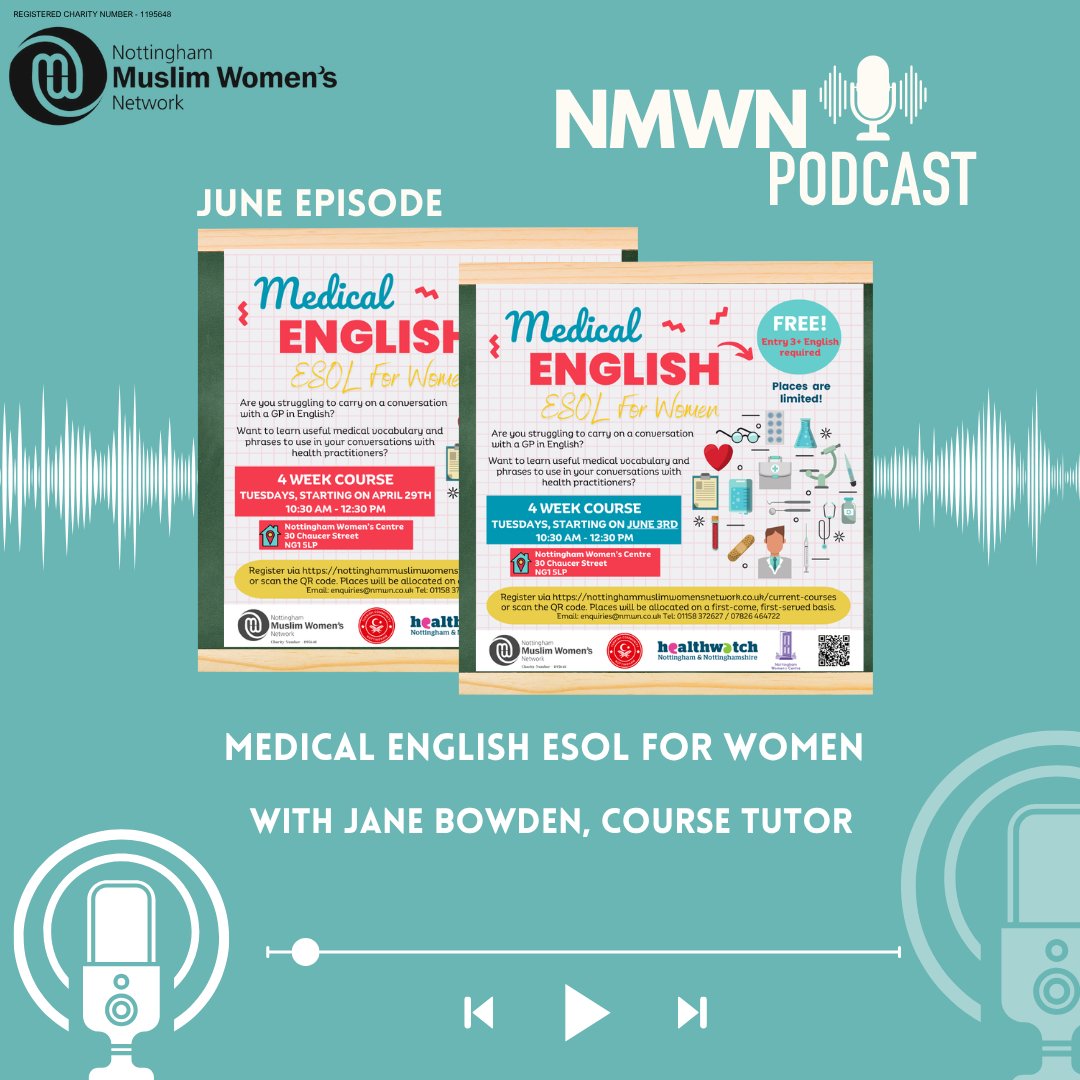🎧 NMWN Podcast- June Episode!

➡️ Listen now on Spotify and get inspired!
open.spotify.com/episode/2lKZ06…

#ESOL #English #englishcourse #medicalenglishcourse #medicalenglish #englishforgp #turkishshcommunity #nottswomen  #nottingham #healthwatch #nmwn #podcast #listentopodcast