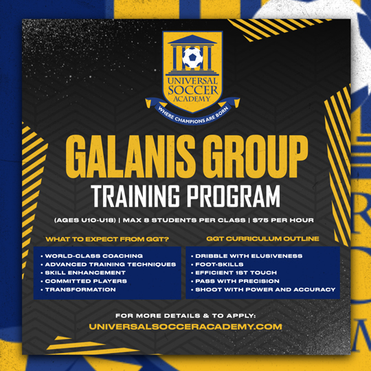 Join Galanis Group Training for elite soccer development! ⚽ Apply Now: ow.ly/hZfm50VNfJA @univsocceracademy #universalsocceracademy #coachgalanis #galanisgroup #wherechampionsareborn