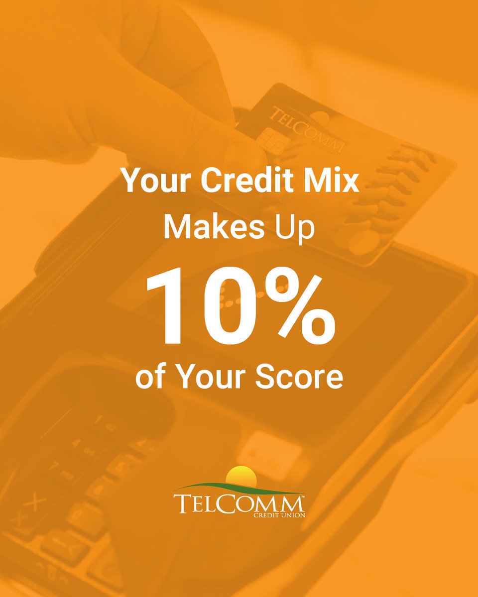 Your credit mix makes up 10% of your score. Using both revolving (like a credit card) and installment (like an auto loan) credit responsibly can boost your score!
#CreditTips #TelCommCreditUnion #TCUTips #BetterThanBanking