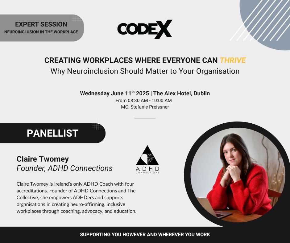 Codex Office Solutions (@codexltd) on Twitter photo 🗓️ Just One Week to Go!
Are you a #WorkplaceInclusion advocate?
We’re delighted to welcome you to our expert-led morning session, Creating Workplaces Where Everyone Can Thrive: Why Neuroinclusion Should Matter to Your Organisation.
In partnership with <a href="/DubCham/">Dublin Chamber</a>.
#Inclusion #EDI 🗓️ Just One Week to Go!
Are you a #WorkplaceInclusion advocate?
We’re delighted to welcome you to our expert-led morning session, Creating Workplaces Where Everyone Can Thrive: Why Neuroinclusion Should Matter to Your Organisation.
In partnership with <a href="/DubCham/">Dublin Chamber</a>.
#Inclusion #EDI