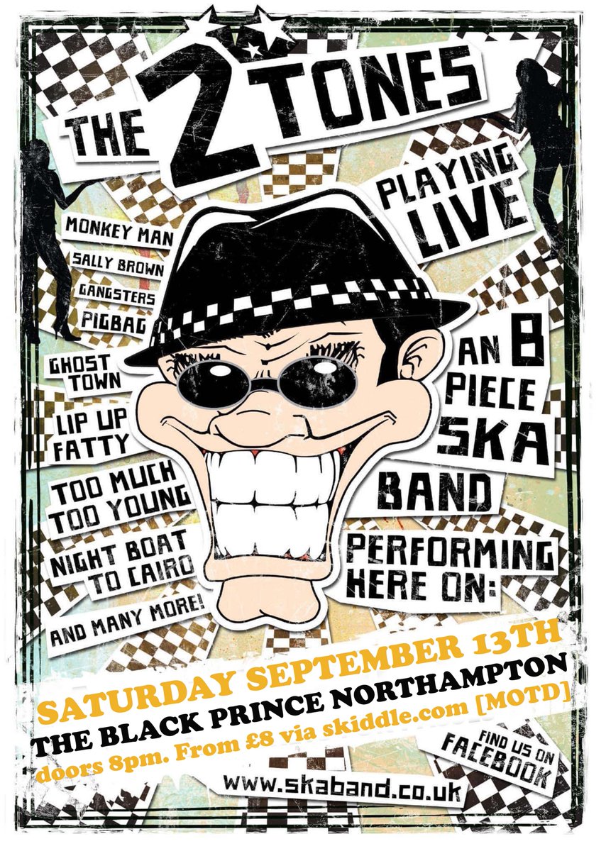 Back at <a href="/blackprincenn/">The Black Prince</a> this September to skank you silly, its The 2 Tones ska band!

On sail now with the first 50 t1cket6 at the early bird price skiddle.com/e/41052841