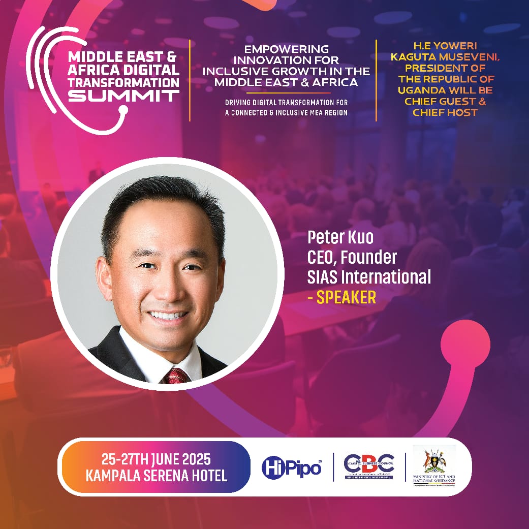 SIAS_Ug's tweet photo. Mr @peterkuoGOP, CEO &amp; Founder of SIAS International, will speak at the #MEADigitalSummit slated for 25-27th June's at Kampala Serena Hotel.

A seasoned entrepreneur and venture capitalist with a footprint in tech, insurance, and public service.

https://t.co/m2TM4mU2gp https://t.co/FbNkGAbuC0