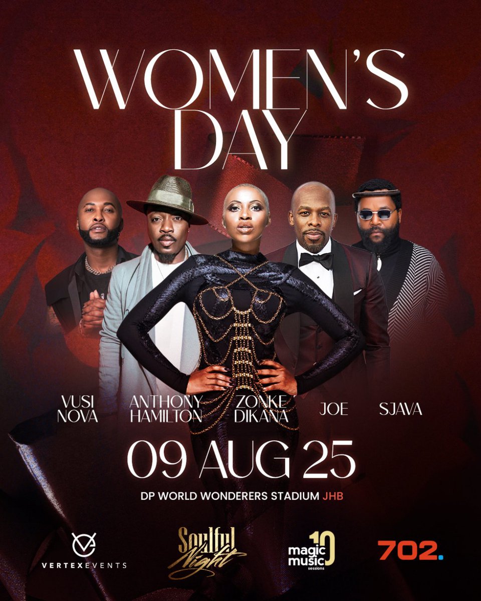 Computicket's tweet photo. Women's Day is set to be something extra special this August as two Grammy Award-winning singers @therealjoethomas , @anthonyhamiltonofficial , @sjava_atm , @vusinova1 and the incomparable @zonkemusic!
🔗 https://t.co/oUnrJ2blXT
📍 Wanderers Stadium
📆 9 Aug
💰From R750 https://t.co/JEiQOKZwFn