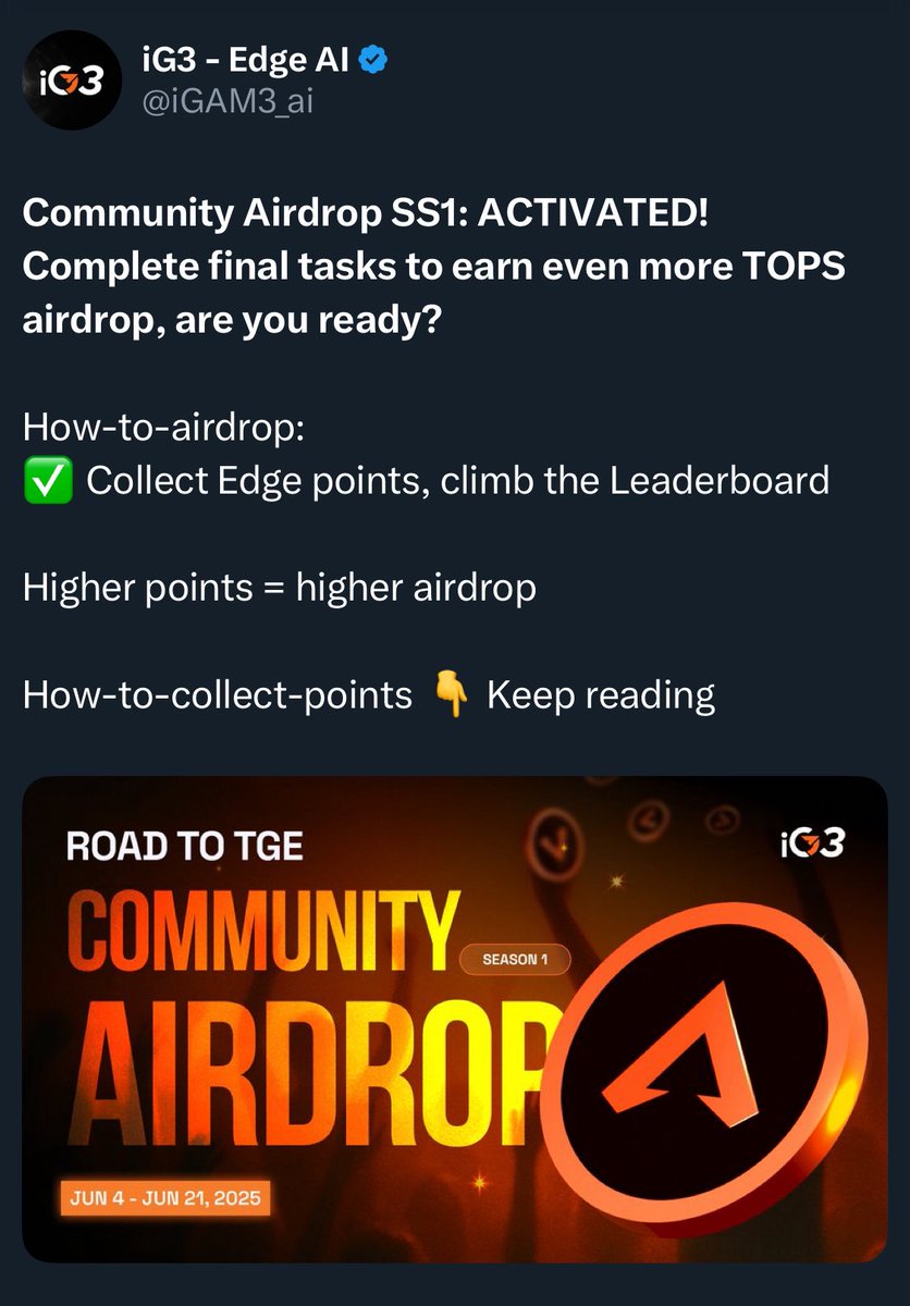 iG3 airdrop Token Tops diện rộng trên toàn TG rồi, link dưới cmt. Còn đương nhiên mình sẽ Airdrop riêng Token cho các ae đầu tư đào iG3 cùng mình ở VN 😍
