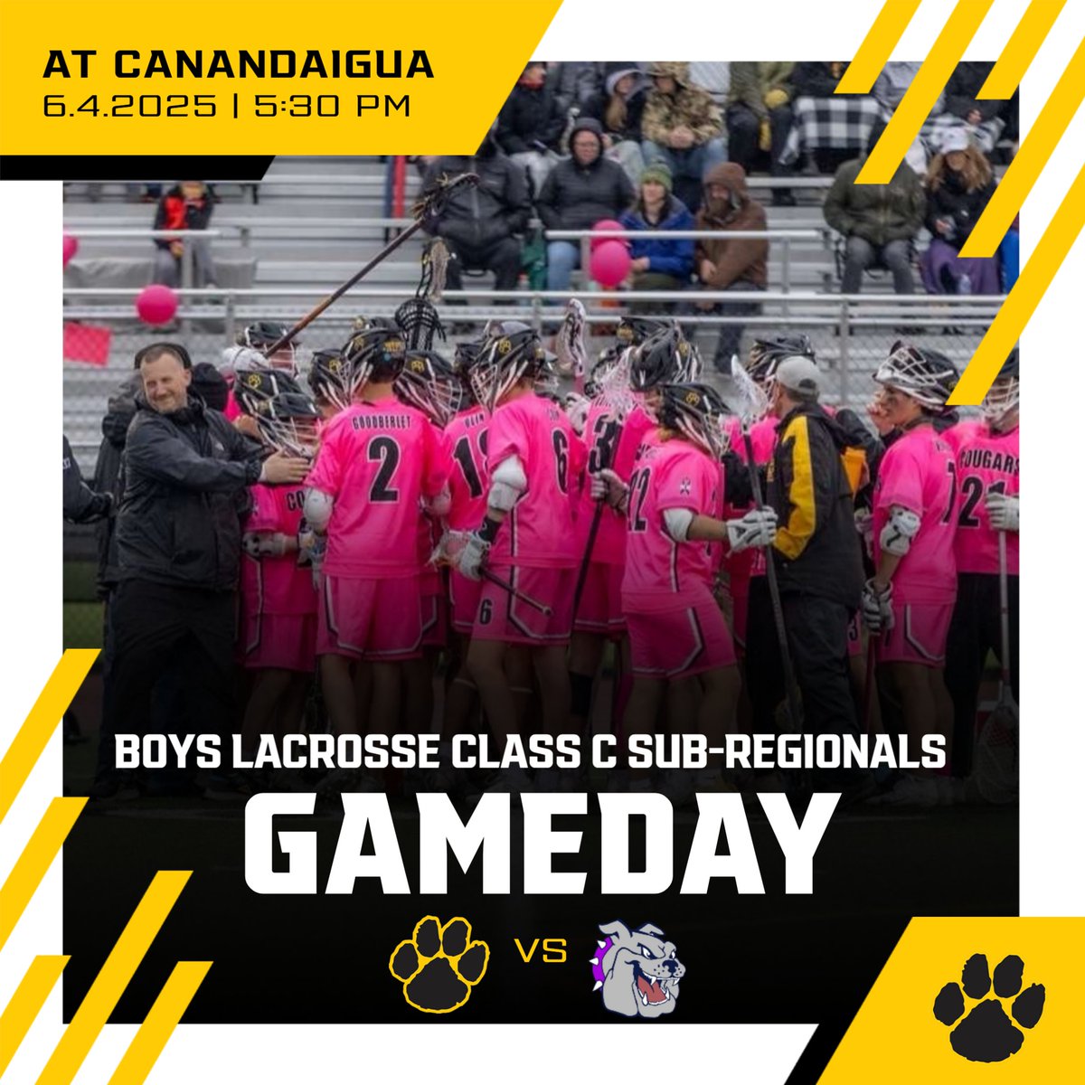 The Boys Lacrosse team travels to Canandaigua as they face off against Hamburg tonight at 5:30!