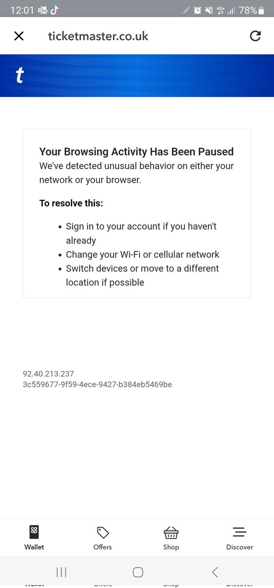 vichy2011's tweet photo. @Ticketmaster nice one for ruining things for my daughter. Had presale for @Drake and couldnt get last this ridiculous error! https://t.co/bLQ9olpXON