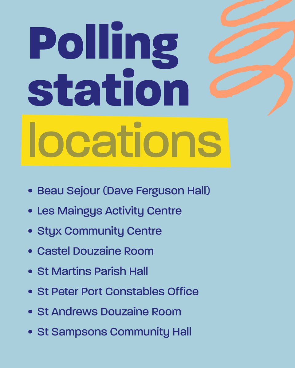 Here is where you can vote on Polling Day (18th June).

If you're planning to vote on an Advance Polling Day (15th &amp; 17th June), the only polling stations open will be Beau Sejour, Les Maingys Activity Centre and Styx Community Centre.

#Election2025