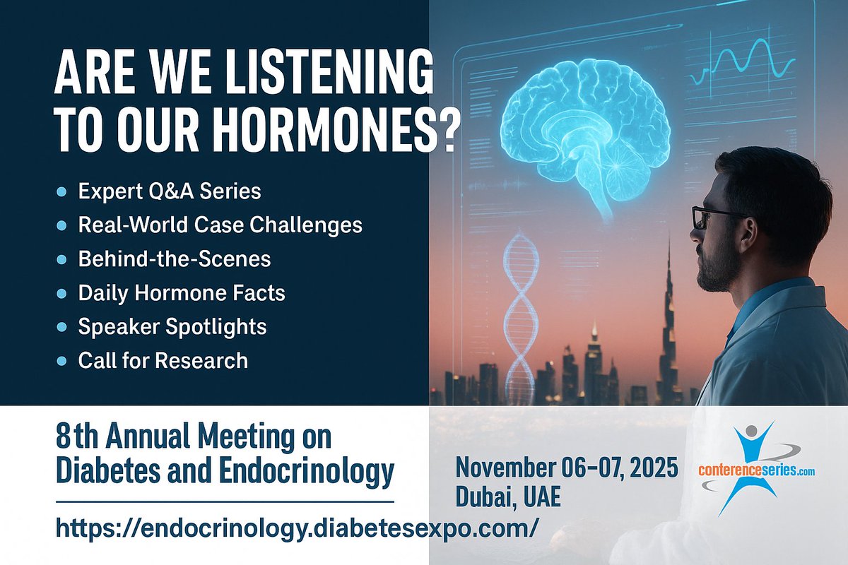 JosephHilton143's tweet photo. 🎯 We’re not just hosting a conference—we’re shaping global endocrine action.
#EndoDiabetes2025 📅 Nov 06–07 | 📍Dubai
This month: Q&amp;A, real-case polls, behind-the-scenes, hormone facts &amp; more!
🔗 https://t.co/3BixVx8Qyy
#DiabetesCare #MedicalConference #EngageAndLead https://t.co/bCnmtfLQWR