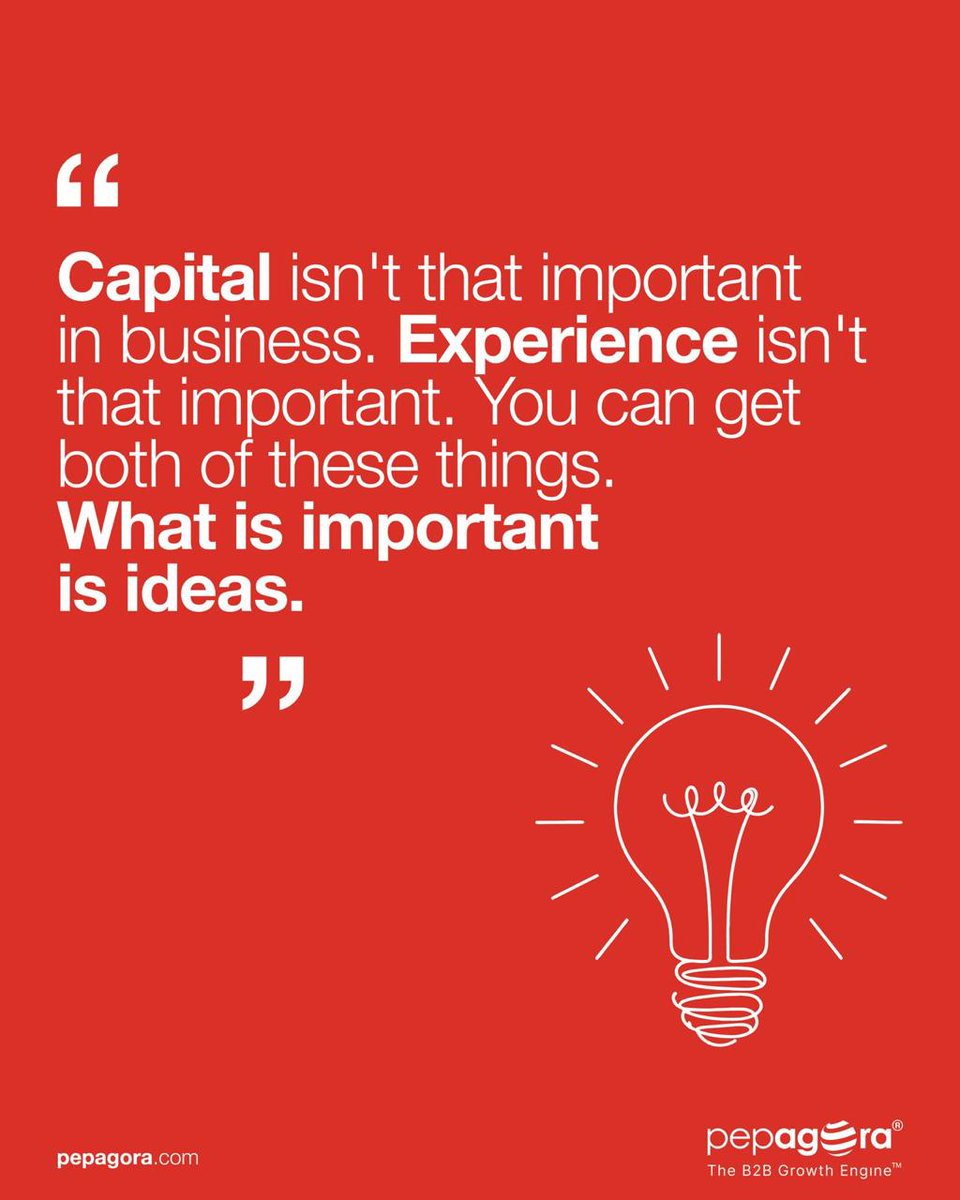 Pepagora's tweet photo. “Ideas are your real capital.”
You don’t need big funding to make big moves.
Start with a clear idea. Innovate, disrupt, solve.
Originality beats resources.
Join Pepagora: https://t.co/67WppUlgcU
#SMEtips #PowerOfIdeas #InnovationFirst #Pepagora https://t.co/hw57JTNNDY