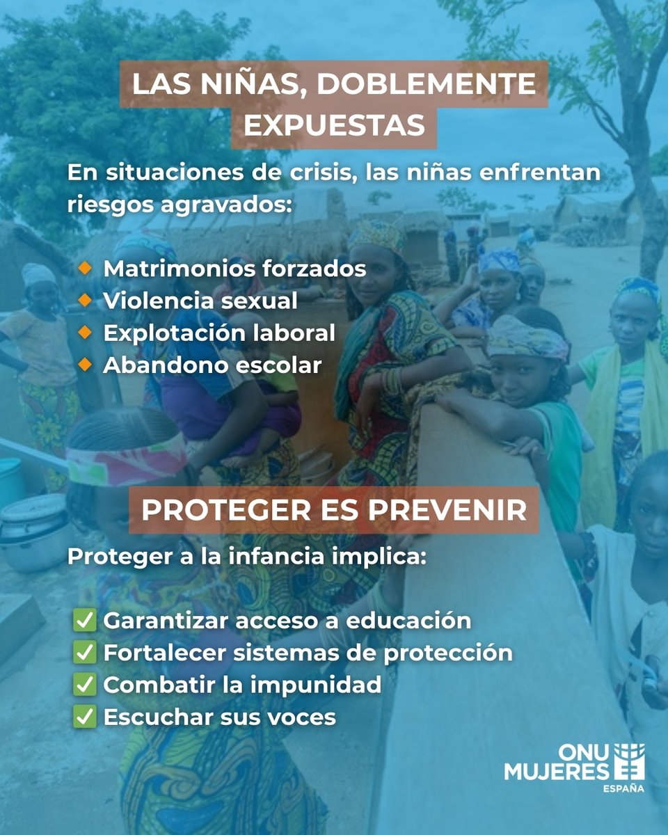 Hoy alzamos la voz por niñas y niños víctimas de conflictos, violencia y abuso. En contextos de crisis, las niñas enfrentan aún más riesgos. Desde ONU Mujeres, trabajamos por una infancia protegida e igualitaria.
#NiñezSinViolencia #ONUMujeres #IgualdadDeGénero