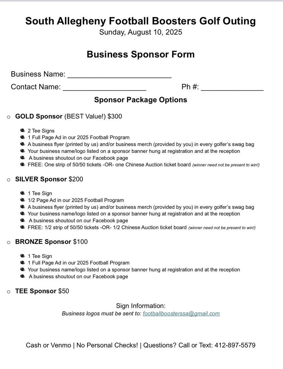 ⛳️🏈 ATTENTION GOLFERS — TIME TO TEE IT UP!
Get ready for a day of swings, sunshine, and SA spirit at the SA Football Golf Outing! Whether you’re flying solo or bringing your full foursome, we’ve got a spot for you on the green — but don’t wait, foursomes are filling up FAST! ⏳