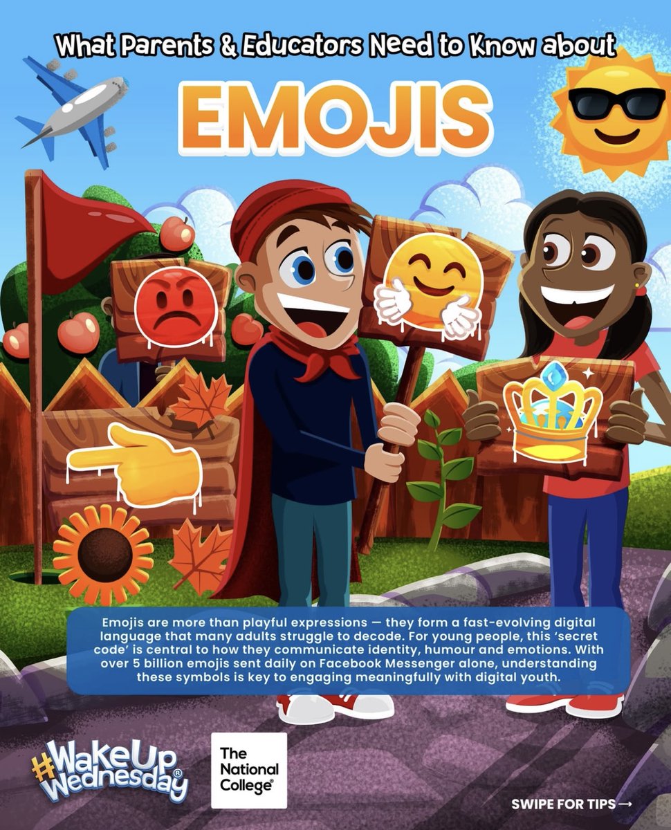 TrinityAcademyH's tweet image. Emoji overload? From 🐍 to 🤡 to 💊, not every icon means what you think. This week’s #WakeUpWednesday guide unpacks the hidden meanings in emoji use and online slang 🔍📱 Download your free copy here &amp;gt; eu1.hubs.ly/H0kJfGD0 #OnlineSafety #DigitalSafety