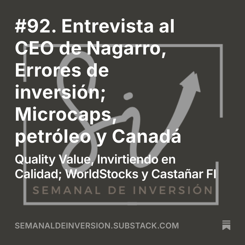 Semanal de Inversión #92 con publicaciones (link en bio)
<a href="/Quality__Value/">Quality Value: Newsletter de inversión</a> 
<a href="/manashuman/">Manas Human</a> 
<a href="/Invesquotes/">Leandro</a> 
<a href="/jessanleon/">Jesús Sánchez León</a> 
<a href="/WorldStockss/">Worldstocks Investments</a> 
<a href="/mfncrisbarros/">Cristian Barros</a> 
<a href="/ResGloStocks/">Researching Global Stocks</a> 
<a href="/CipresMomentum/">SrCiprés</a> 
<a href="/GaliciaInvestor/">Galician Investor Quality Research</a> 
<a href="/BiadiuDani/">Dani Biadiu</a> 
<a href="/AldeaValue/">Aldea Value</a> 
<a href="/ValueInvestingS/">Paco Lodeiro Amado</a> 
<a href="/IcariaCap/">Icaria Capital</a> 
<a href="/TorrasLuis/">Luis Torras</a> 
<a href="/MCantenys14/">Miquel Cantenys, CFA</a>