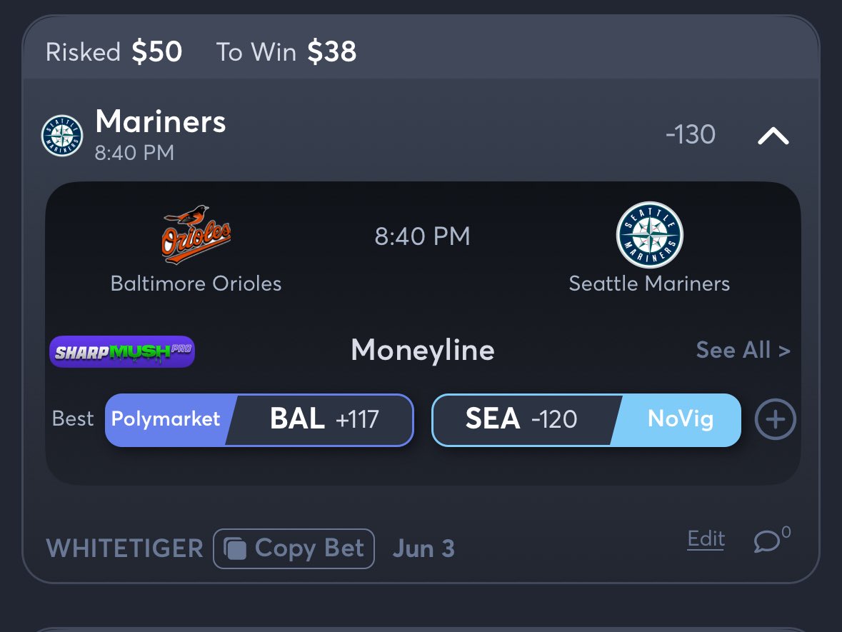 IntegraterPPLED's tweet photo. I need to redeem myself…. I need my honor back

Mariners ML, taking a layup today but still decent value 

Record 0-1 https://t.co/e8o7rJtd2q