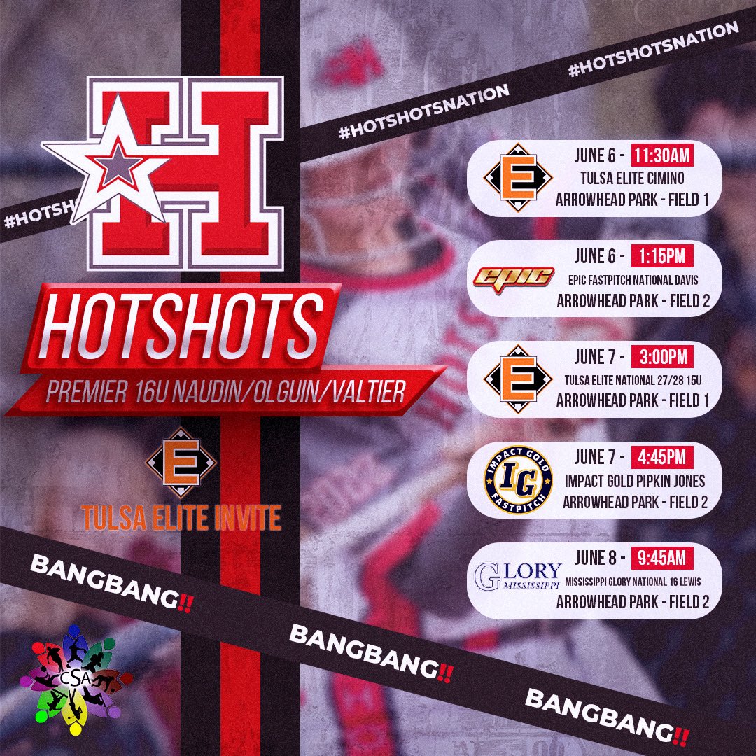 JayValerio_19's tweet photo. Heading up to OKC for Tulsa Elite!! 
See you there!! 
@HSNaudin_olguin @HotshotsNaudin 
@hotshotsnation @CSA_Athletes @CoachValtier #BangBang 
#HotshotsNaudin 
#HotshotsNation
#brickbybrick 
#TeamCSA https://t.co/nQQwvvSN7r