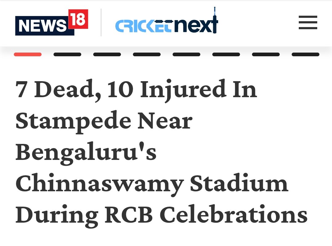 According to News 18, so far 7 people have died while many are badly injured. The death toll may increase further, official confirmation is awaited.
#chinnaswamystadium
#Stampede #ViratKohli𓃵 #VictoryParade