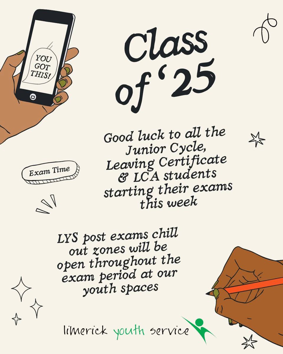 Limerick Comhairle na nÓg (@comhairlelimk) on Twitter photo To all starting your exams this week: go n-éiri libh 🍀
#lys <a href="/limerickyouth/">Limerick Youth Service</a> <a href="/ComhairleNaNog1/">Comhairle na nÓg</a> To all starting your exams this week: go n-éiri libh 🍀
#lys <a href="/limerickyouth/">Limerick Youth Service</a> <a href="/ComhairleNaNog1/">Comhairle na nÓg</a>