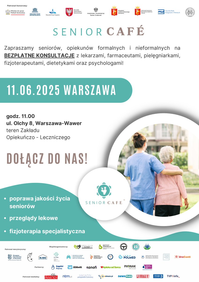📅 Już za tydzień  11 czerwca 2025 r. o godz. 11:00 spotykamy się w Zakładzie Opiekuńczo-Leczniczym przy ul. Olchy 8 w Warszawie (Wawer), by rozmawiać o przyszłości opieki nad osobami starszymi i niesamodzielnymi podczas kolejnej edycji   #SENIORCAFE!
To wyjątkowe, dwudniowe