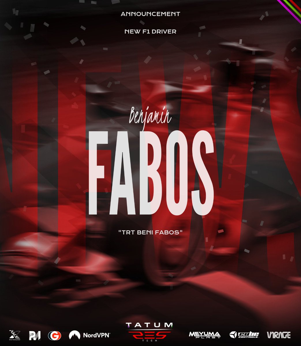 Tatum Res-Tech (@tatumesports) on Twitter photo From Hungary, we're hyped to welcome Fábos Benjamin (TRT_Beni Fabos) back to the grid! 🇭🇺
Once a full-time sim racer, then a full-time editor—now he’s back to do it all over again 😭🔥 The passion never left, and neither did the talent. Let’s write the next chapter together! From Hungary, we're hyped to welcome Fábos Benjamin (TRT_Beni Fabos) back to the grid! 🇭🇺
Once a full-time sim racer, then a full-time editor—now he’s back to do it all over again 😭🔥 The passion never left, and neither did the talent. Let’s write the next chapter together!