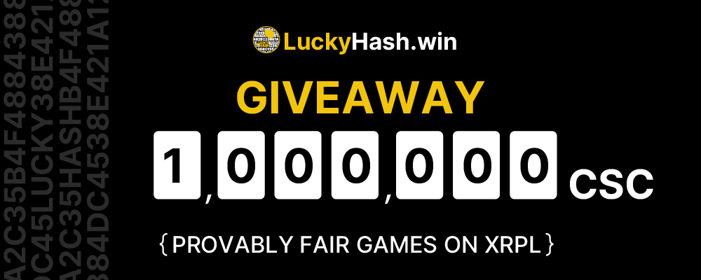 Big things are brewing at LuckyHash - and we’re kicking it off with a CSC giveaway!🎉

A new product is dropping soon, bringing even more utility and fun to $CSC, $XRP, and $XRPL tokens.

🔁Follow &amp; repost for a chance to win 1M CSC

Stay hashlucky... and check out our games 😉