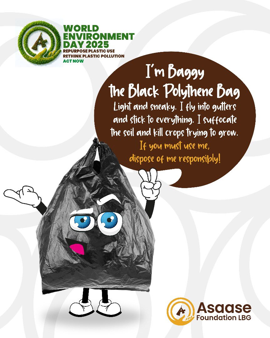 asaaseradio995's tweet photo. ♻️If you must use me, dispose responsibly - our environment depends on it!🗑️
#WorldEnvironmentDay2025 #AsaaseFoundation #AsaaseCares #AsaasePlasticsPatrol #EndPlasticPollution #RethinkPlasticPollution #ACTNow #RefuseReuseRecycle #RepurposePlastic https://t.co/Z06ejHw1NG