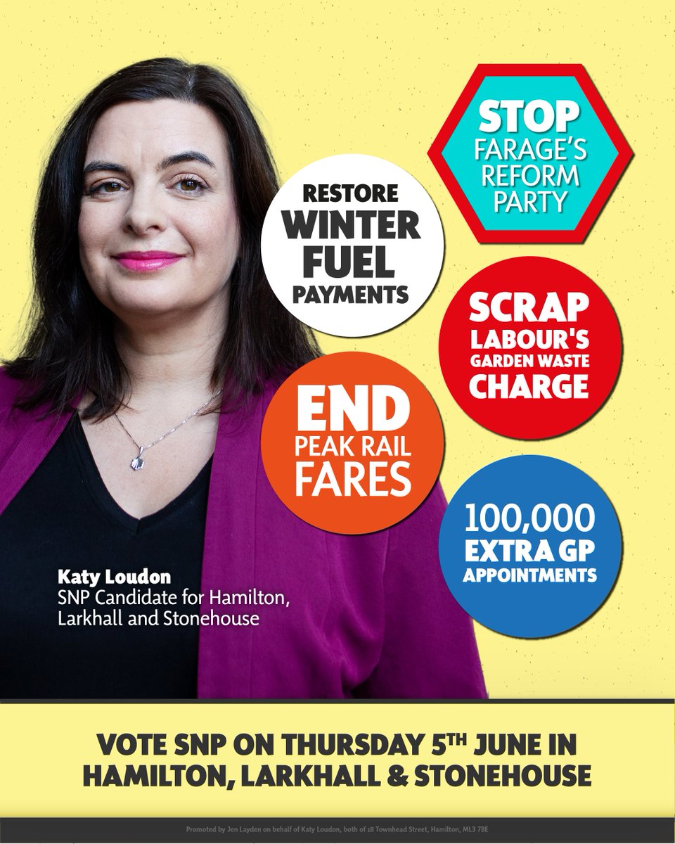 While Westminster makes life harder, the SNP is delivering real help now. 

We're restoring winter fuel payments, scrapping peak rail fares and delivering 100,000 extra GP appointments. 

Vote SNP in Hamilton, Larkhall and Stonehouse tomorrow.