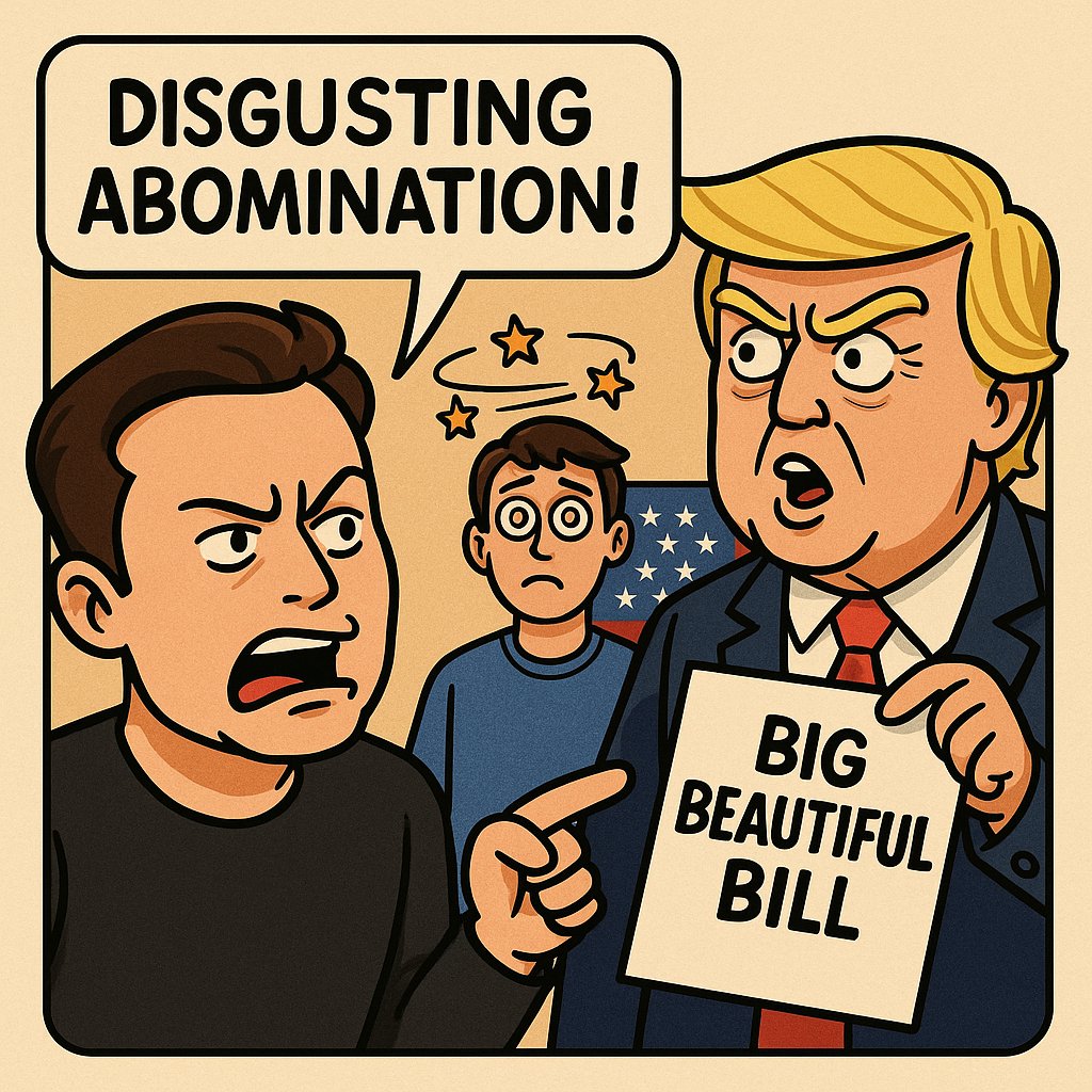 0f2Dreamer's tweet photo. Elon Musk: “Disgusting abomination.”
Trump: “Big Beautiful Bill.”
America: confused screaming 😵‍💫🇮🇳 https://t.co/8vxYk7U7Dl