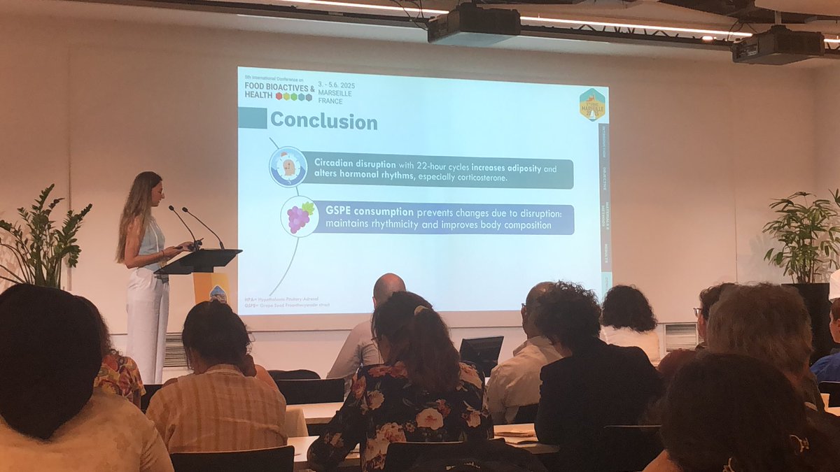 JA-GimBaFood (@gimbafood) on Twitter photo Excellent presentation by #AlbaGarcia explaining modulation of circadian rhythms by bioactive compounds #proathocyanidins at the <a href="/FBHConference/">5th Conference on Food Bioactives & Health</a> 2025 in #Marseille <a href="/BegonaMuguerza/">Begoña Muguerza</a> Excellent presentation by #AlbaGarcia explaining modulation of circadian rhythms by bioactive compounds #proathocyanidins at the <a href="/FBHConference/">5th Conference on Food Bioactives & Health</a> 2025 in #Marseille <a href="/BegonaMuguerza/">Begoña Muguerza</a>