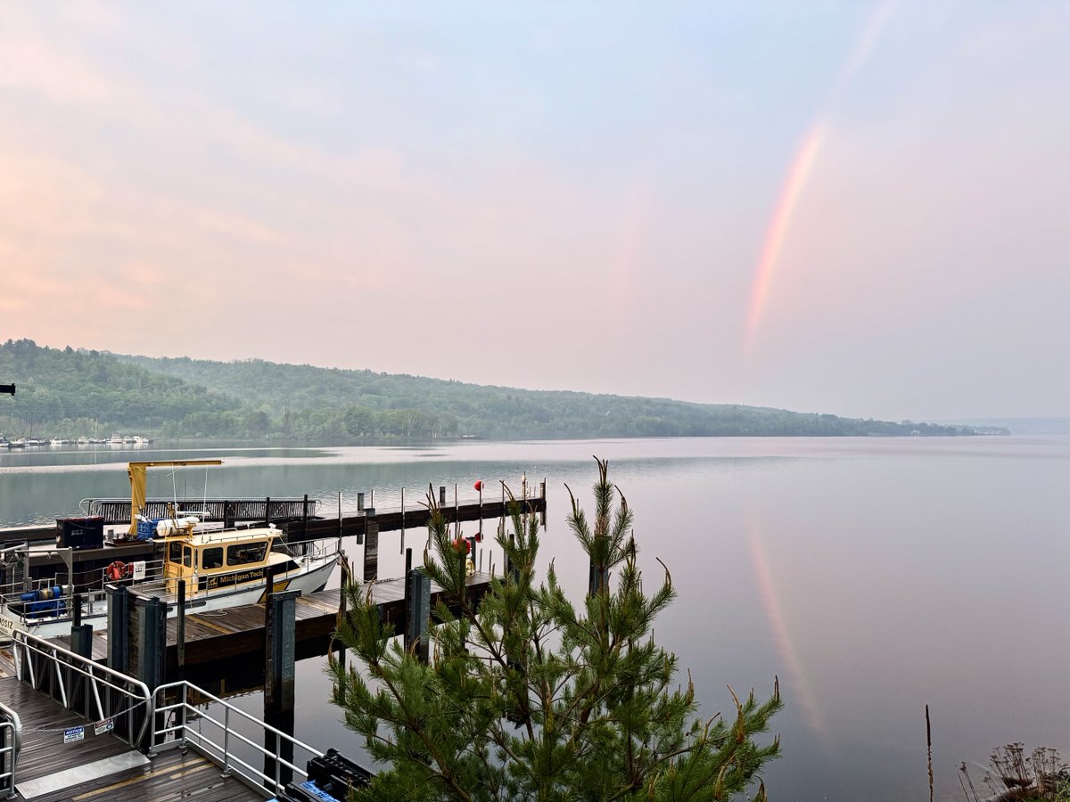 mtu_glrc's tweet image. We spotted a double rainbow (and its reflection on the portage) last night outside of the GLRC! #GreatLakesResearch #rainbow #reflection #nature