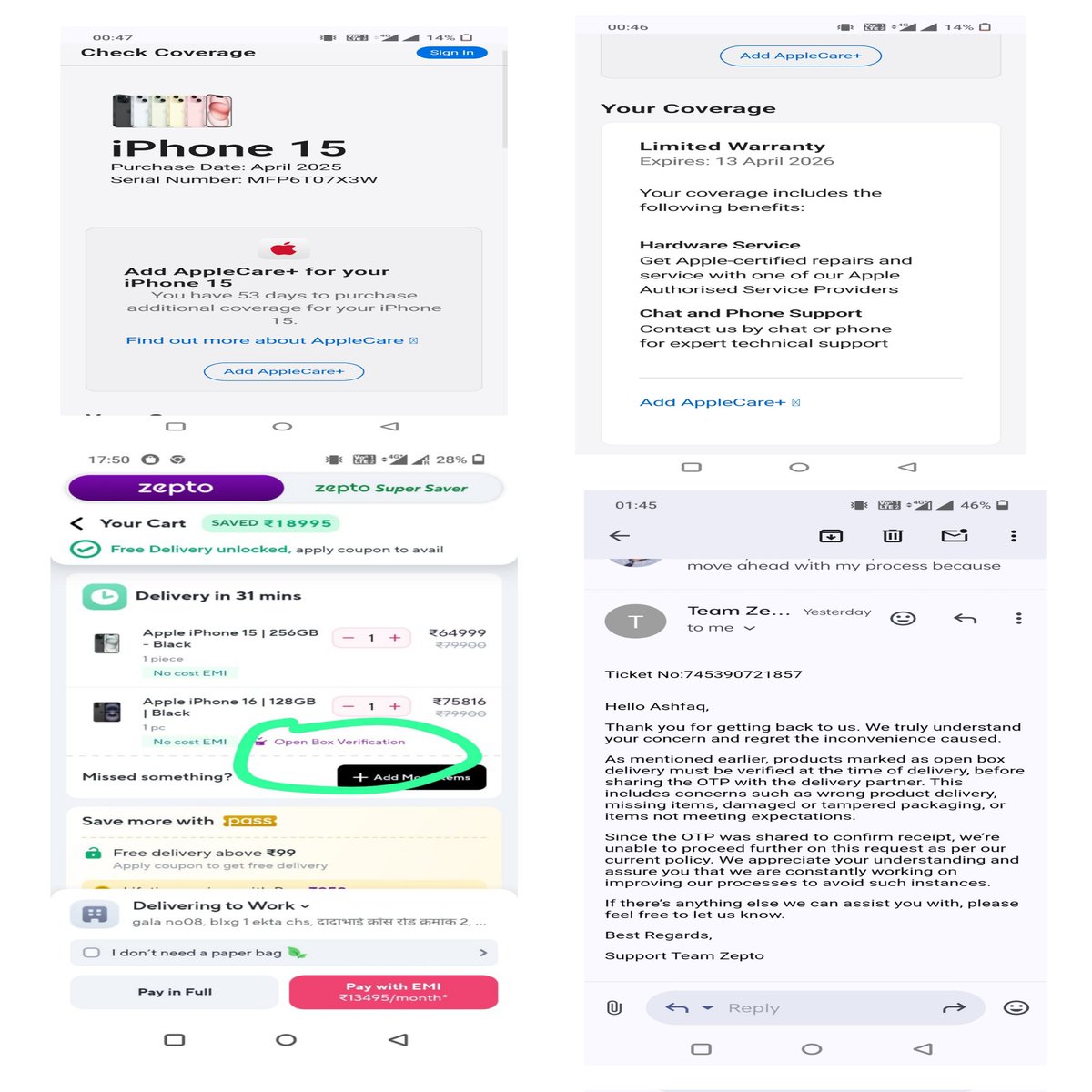 Ashfaq_shaikh11's tweet photo. ZEPTO FRAUD ❗❗ ALERT ❗❗
Full story in image
#ZeptoScam #ConsumerRights #JusticeForConsumers #TechFraud #OnlineFraud #iPhoneScam

@AaditPalicha @ZeptoNow @chennaipolice_ @tnpoliceoffl @Cyberdost @BBRFoundation @ConsumerRightX @gallinews @PoliceTamilnadu https://t.co/08hnfoW0Nx