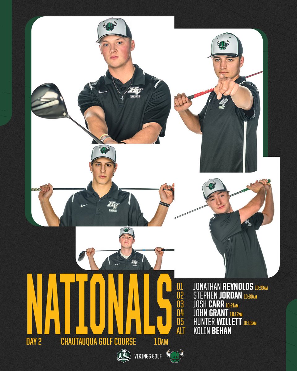 NATIONALS DAY ✌️!
Golf looks to move up from 8th in round 2 today! Hunter Willett starts for the Vikings at 10:03am
#hvccvikings @hvccvikingsgolf