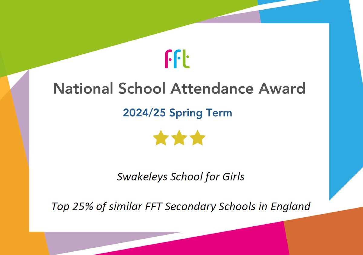 We are very proud to have acheived an FFT Double attendance award #FFTNationalAttendanceAwards