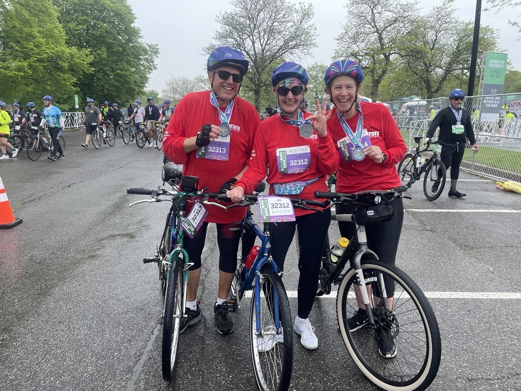Congratulations to the Aurora team members Sharyn , Dallas, Karina, and Steve for recently completing the TD 5Boro Bike Tour! 🚴‍♀️Over 40 miles ridden for a great cause, and you represented Aurora with pride and energy. Well done! 💪 #TeamAurora #5BoroBikeTour <a href="/bikenewyork/">Bike New York</a>